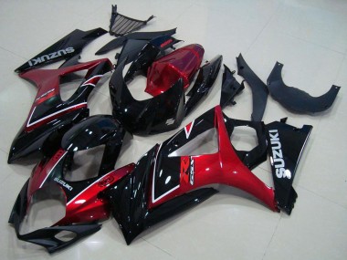 Suzuki GSXR 1000 Motorrad Verkleidung 2007-2008 - Rot Glanzendes Schwarz