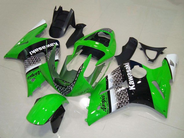 Kawasaki ZX6R Motorrad Verkleidung 2003-2004 - Grun Weiss Schwarz