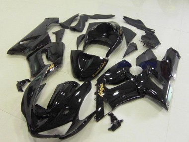 Kawasaki ZX6R Motorrad Verkleidung 2005-2006 - Glanzendes Schwarz Gold Aufkleber