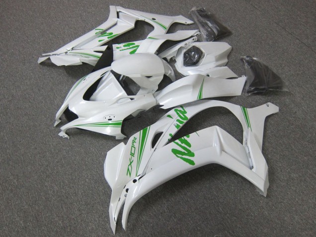 Kawasaki ZX10R Motorrad Verkleidung 2016-2020 - Perl Weiss Grun