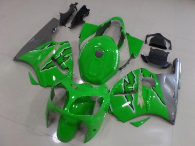 Kawasaki ZX12R Motorrad Verkleidung 2000-2001 - Grun Silber
