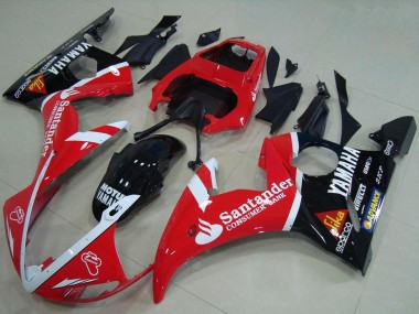 Yamaha YZF R6 Motorrad Verkleidung 2003-2004 - Rot Weiss Glanzendes Schwarz Santunder Motul