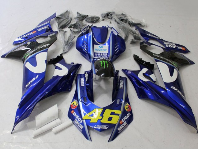 Yamaha YZF R6 Motorrad Verkleidung 2017-2023 - Weiss Blau Grun Monster MoviStar