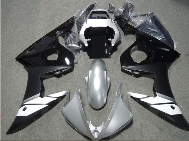 Yamaha YZF R6 Motorrad Verkleidung 2003-2004 - Weiss Silber Glanzendes Schwarz Matt Schwarz