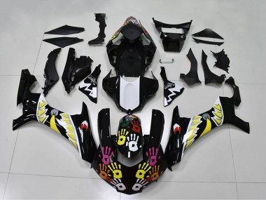 Yamaha YZF R1 Motorrad Verkleidung 2015-2019 - Schwarz Weiss Gelb Rosa Hai