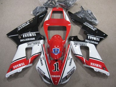 Yamaha YZF R1 Motorrad Verkleidung 1998-1999 - Weiss Rot Glanzendes Schwarz Yamalube 50