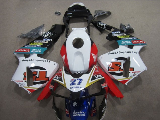 Honda CBR600RR Motorrad Verkleidung 2005-2006 - Weiss Rot Blau Glanzendes Schwarz Stern Lee 27