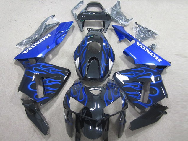 Honda CBR600RR Motorrad Verkleidung Kit 2005-2006 - Glanzendes Schwarz Blau Flamme
