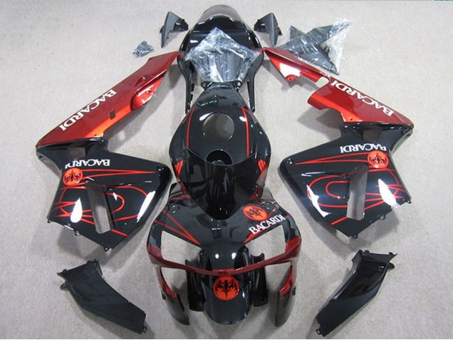 Honda CBR600RR Motorrad Verkleidung 2005-2006 - Glanzendes Schwarz Rot BACARDI