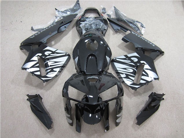 Honda CBR600RR Motorrad Verkleidung 2005-2006 - Glanzendes Schwarz Silber Flamme