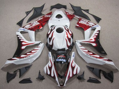 Honda CBR600RR Motorrad Verkleidung 2007-2008 - Weiss Rot Glanzendes Schwarz Flamme