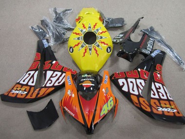 Honda CBR1000RR Motorrad Verkleidung 2008-2011 - Gelb Orange Glanzendes Schwarz Rossi Repsol 46
