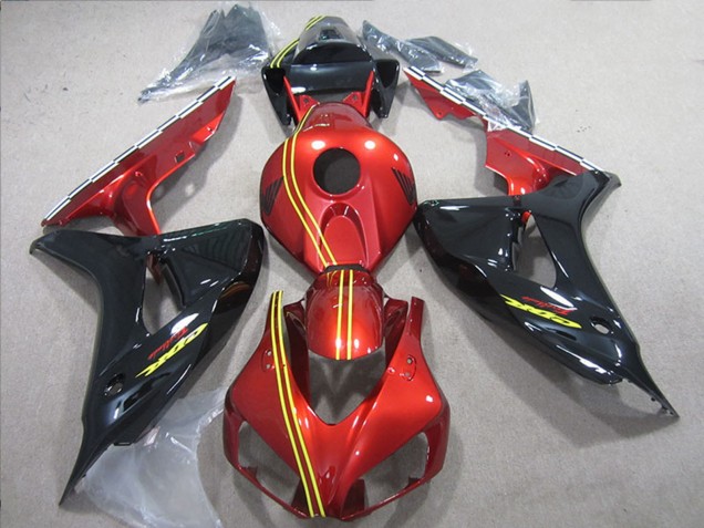 Honda CBR1000RR Motorrad Verkleidung 2006-2007 - Rot Gelb Glanzendes Schwarz