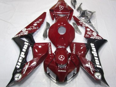 Honda CBR1000RR Motorrad Verkleidung 2006-2007 - Kastanienbraun Rot Glanzendes Schwarz Weiss Jordan