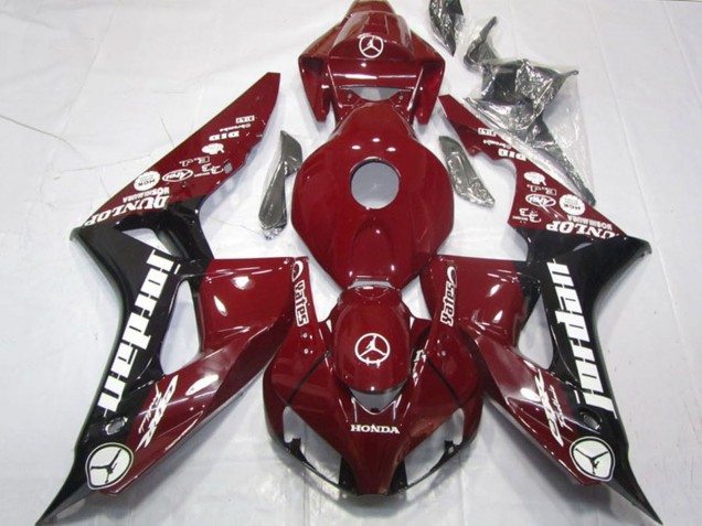Honda CBR1000RR Motorrad Verkleidung 2006-2007 - Kastanienbraun Rot Glanzendes Schwarz Weiss Jordan