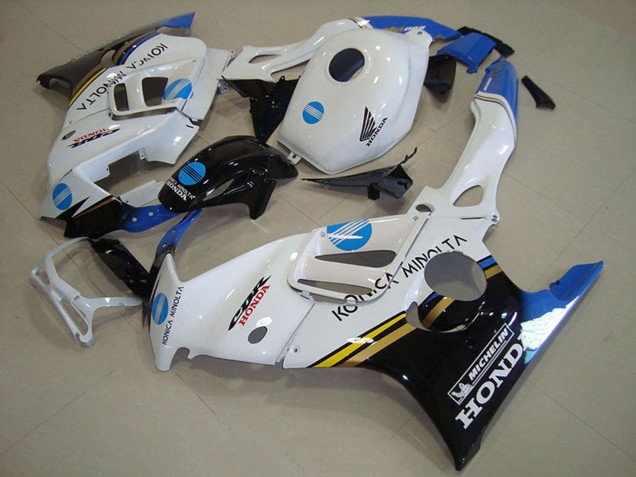 Honda CBR600 F3 Motorrad Verkleidung 1995-1996 - Weiss Blau Glanzendes Schwarz Konica Minolta