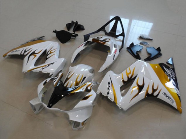 Honda VFR 800 Motorrad Verkleidung 2002-2013 - Weiss Gold Flamme