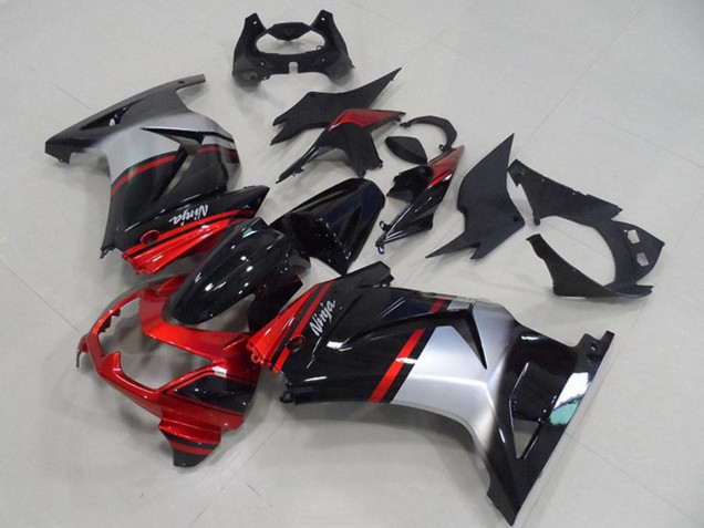 Kawasaki ZX250R Motorrad Verkleidung 2008-2012 - Rot Silber Glanzendes Schwarz