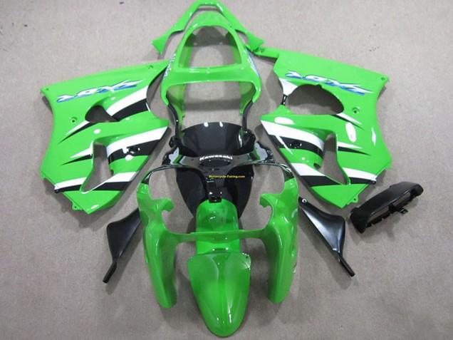 Kawasaki ZX6R Motorrad Verkleidung Kit 2000-2002 - Grun Weiss Schwarz