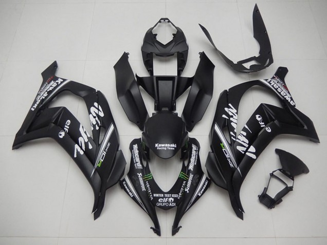 Kawasaki ZX10R Motorrad Verkleidung 2016-2020 - Matt Schwarz Grun Weiss Monster Rennen Team Motocard
