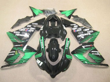 Kawasaki ZX10R Motorrad Verkleidung 2004-2005 - Schwarz Grun C Shock Monster