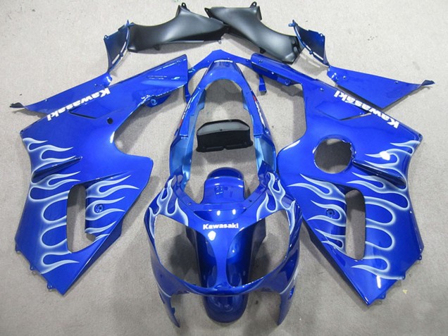 Kawasaki ZX12R Motorrad Verkleidung 2000-2001 - Blau Weiss Flamme