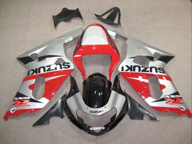 Suzuki GSXR 600 Motorrad Verkleidung 2001-2003 - Silber Rot Glanzendes Schwarz