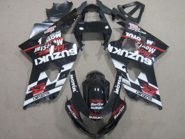 Suzuki GSXR 600 Motorrad Verkleidung 2004-2005 - Glanzendes Schwarz Rot Weiss Telefonica MoviStar