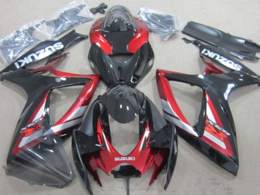 Suzuki GSXR 600 Motorrad Verkleidung 2006-2007 - Glanzendes Schwarz Rot Silber