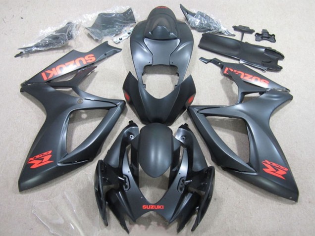 Suzuki GSXR 600 Motorrad Verkleidung 2006-2007 - Matt Schwarz Rot Aufkleber
