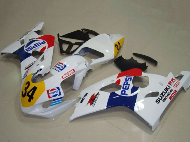 Suzuki GSXR 750 Motorrad Verkleidung 2004-2005 - Weiss Blau Rot Gelb Pepsi 34