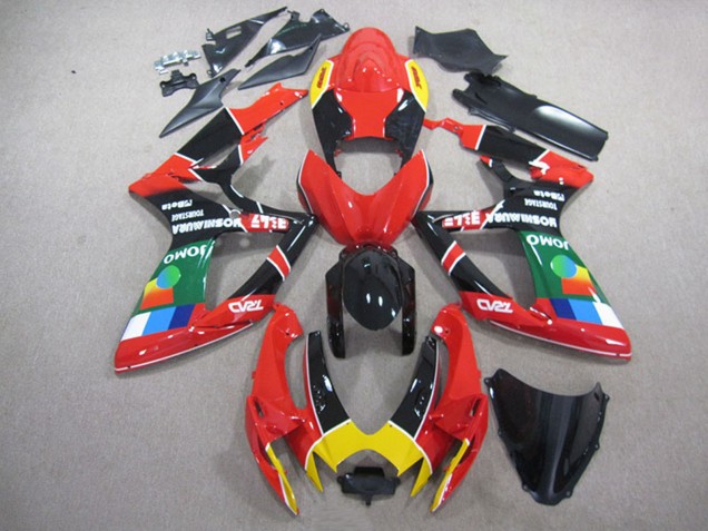 Suzuki GSXR 750 Motorrad Verkleidung 2006-2007 - Rot Schwarz Gelb Grun JOMO