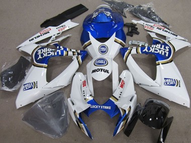 Suzuki GSXR 750 Motorrad Verkleidung 2006-2007 - Weiss Blau Michelin Motul Lucky Strike