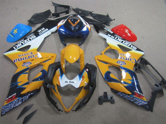 Suzuki GSXR 1000 Motorrad Verkleidung 2005-2006 - Weiss Gelb Blau Schwarz Corona Extra Alstare