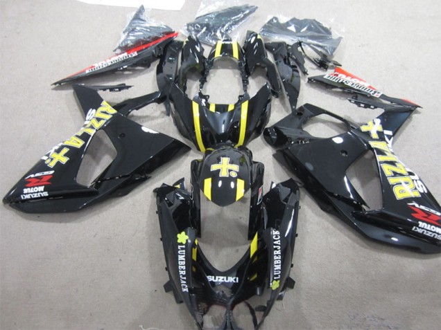 Suzuki GSXR 1000 Motorrad Verkleidung 2009-2016 - Glanzendes Schwarz Gelb Rizla Lumber Jack