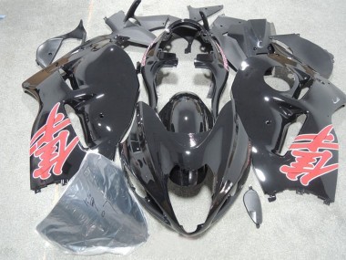 Suzuki GSXR 1300 Hayabusa Motorrad Verkleidung 1996-2007 - Glanzendes Schwarz Rot Aufkleber