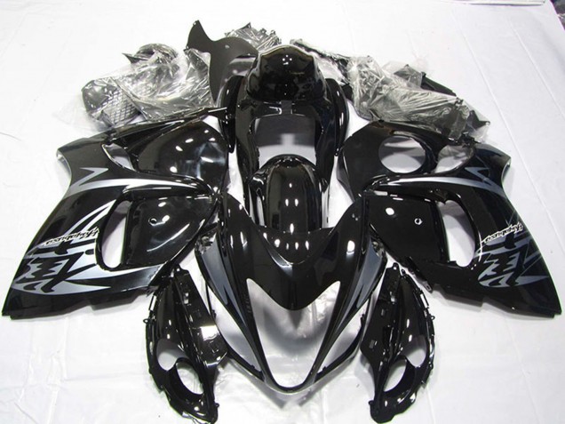 Suzuki GSXR 1300 Hayabusa Motorrad Verkleidung 2008-2020 - Glanzendes Schwarz Silber