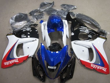 Suzuki GSXR 1300 Hayabusa Motorrad Verkleidung 2008-2020 - Weiss Blau Rot Makita
