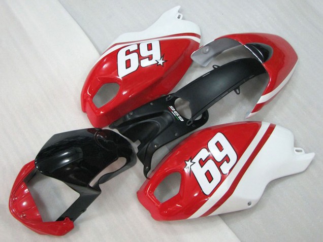 Ducati Monster 696 Motorrad Verkleidung 2008-2012 - Weiss Rot Glanzendes Schwarz 69