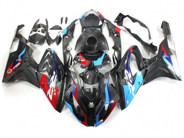 BMW S1000RR Motorrad Verkleidung 2015-2016 - Blau Rot Carbonfaser