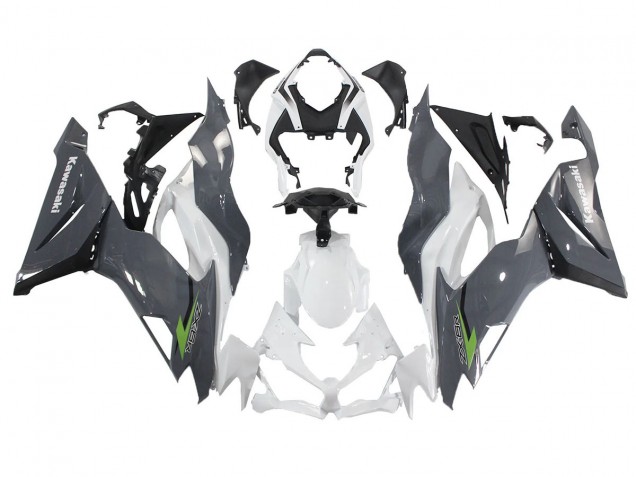 Kawasaki ZX6R Motorrad Verkleidung 2019-2022 - Weiss Grau Grun