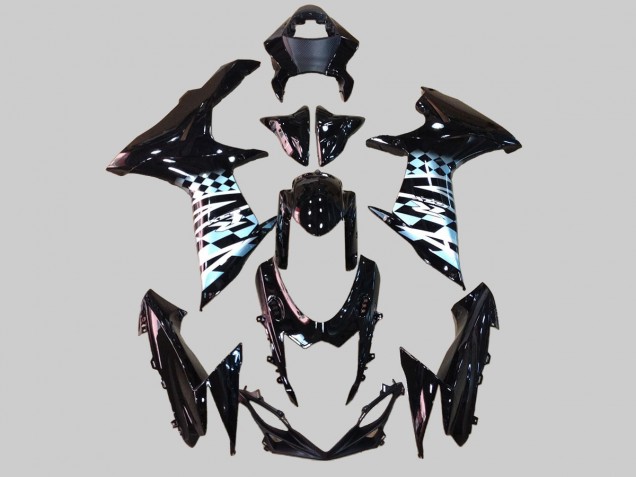 Suzuki GSXR 600/750 Motorrad Verkleidung 2011-2024 - Glanzendes Schwarz Weiss