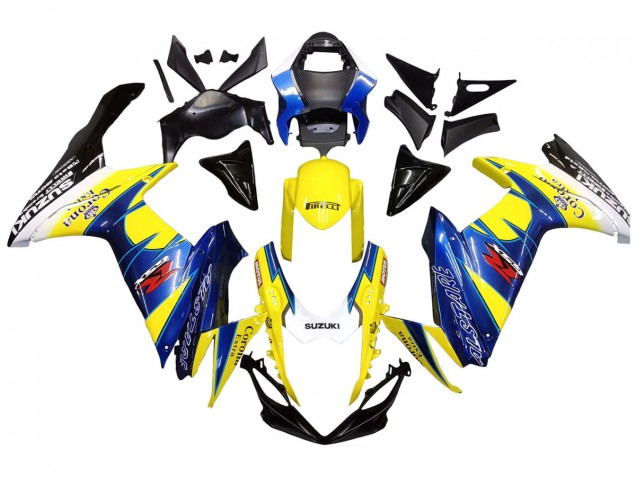 Suzuki GSXR 600/750 Motorrad Verkleidung 2011-2024 - Gelb Blau Weiss Schwarz Corona Extra Alstare