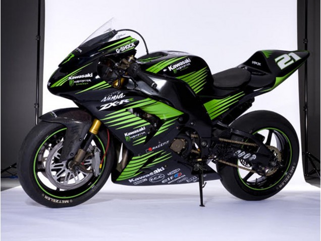 Kawasaki ZX10R Motorrad Verkleidung 2006-2007 - Glanzendes Schwarz Grun Weiss