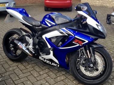 Suzuki GSXR 750 Motorrad Verkleidung 2006-2007 - Weiss Blau Schwarz Streifen