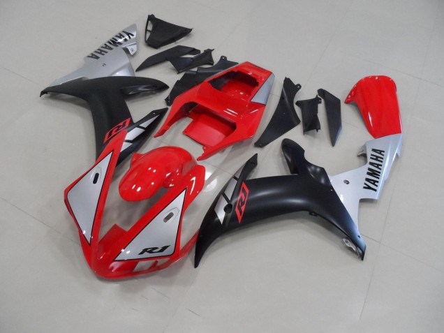 R1 02-03 Motorrad Verkleidungen - Rot Matte Silber R1 02-03 Motorrad Verkleidungen - Rot Matte Silber
