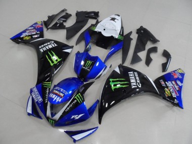 R1 12-14 Motorrad Verkleidung - BlauSchwarz Monster