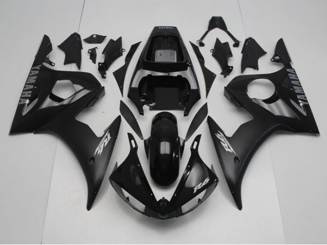 R6 03-05 Motorrad Verkleidungen - Schwarz mit silbernen Aufklebern R6 03-05 Motorrad Verkleidungen - Schwarz mit silbernen Aufklebern