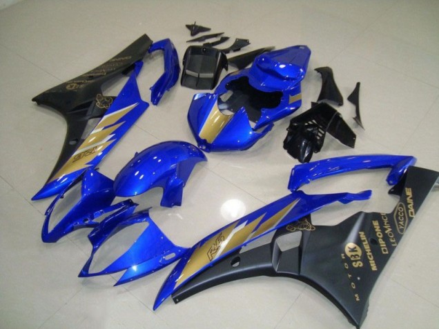 R6 06-07 Motorrad Verkleidung - Schwarz Blau mit Gold Aufkleber R6 06-07 Motorrad Verkleidung - Schwarz Blau mit Gold Aufkleber