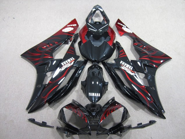 R6 06-07 Motorrad Verkleidung - Schwarz rote Flamme R6 06-07 Motorrad Verkleidung - Schwarz rote Flamme